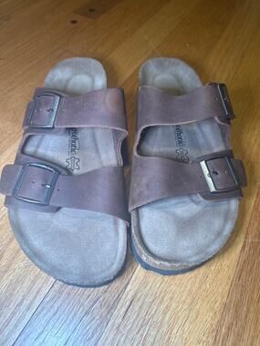Aerothotic Slide Sandals Mens EU 43 Brown Adjustable Buckle Comfort